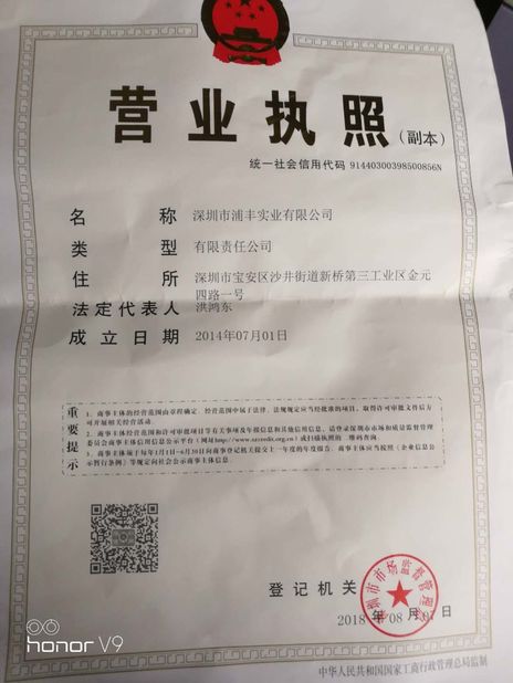China SZ PUFENG PACKING MATERIAL LIMITED Certificaten